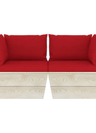 Tuinbank 2-Zits Met Kussens Pallet Vurenhout Rood
