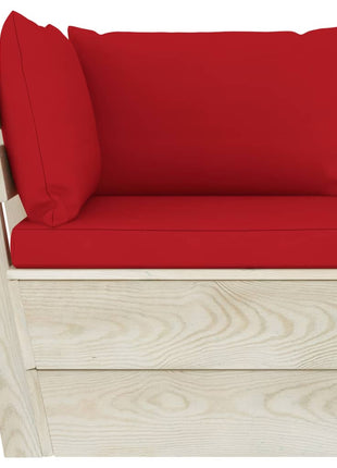 Tuinbank 2-Zits Met Kussens Pallet Vurenhout Rood