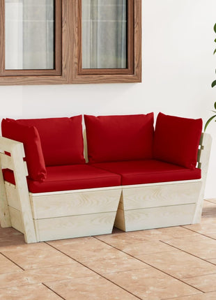 Tuinbank 2-Zits Met Kussens Pallet Vurenhout Rood