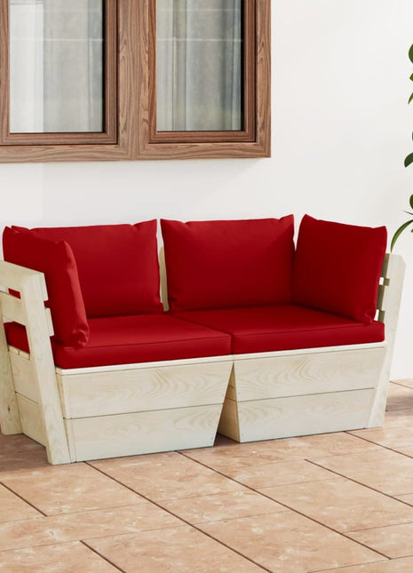 Tuinbank 2-Zits Met Kussens Pallet Vurenhout Rood