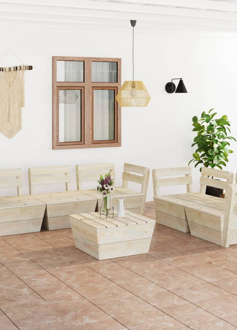 6-Delige Loungeset Pallet Geïmpregneerd Vurenhout
