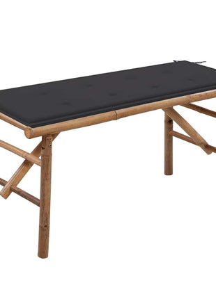 Tuinbank Inklapbaar Met Kussen 118 Cm Bamboe Antraciet