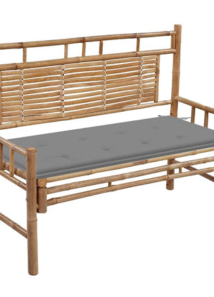 Tuinbank Met Kussen 120 Cm Bamboe Grijs