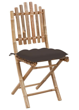 Tuinstoelen Inklapbaar Met Kussens Bamboe Taupe
