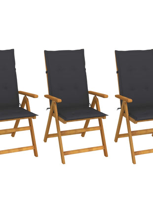 Tuinstoelen Verstelbaar Met Kussens Massief Acaciahout Antraciet