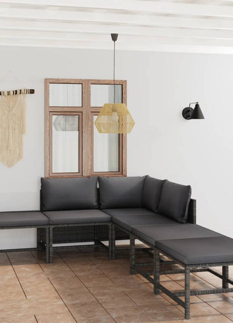 6-Delige Loungeset Met Kussens Poly Rattan