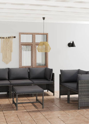 6-Delige Loungeset Met Kussens Poly Rattan