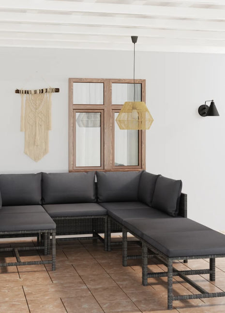 7-Delige Loungeset Met Kussens Poly Rattan