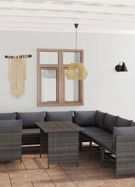 9-Delige Loungeset Met Kussens Poly Rattan