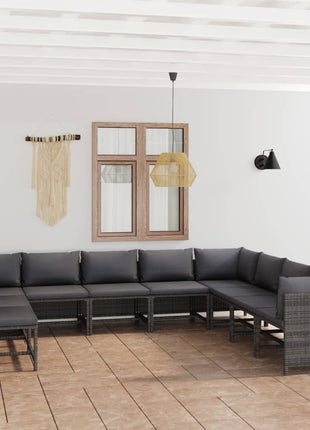 1 Loungeset Met Kussens Poly Rattan