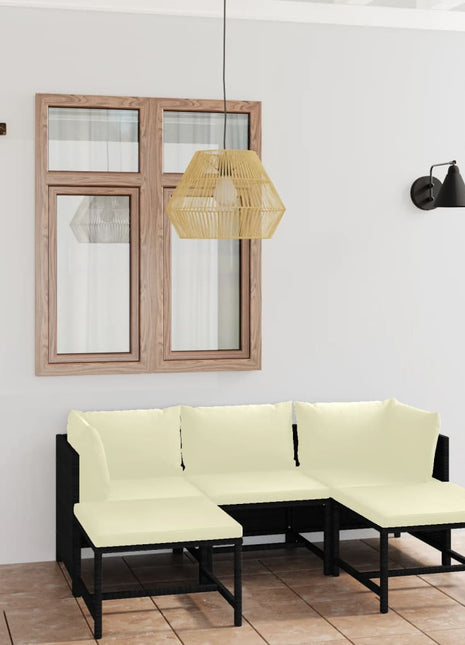 5-Delige Loungeset Met Kussens Poly Rattan