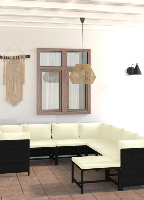 9-Delige Loungeset Met Kussens Poly Rattan