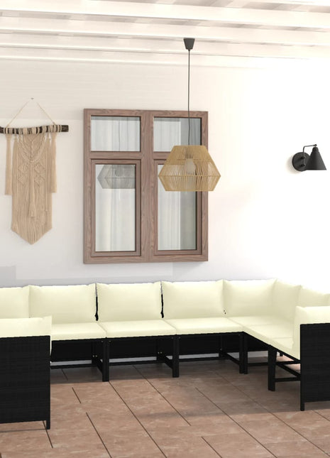 9-Delige Loungeset Met Kussens Poly Rattan