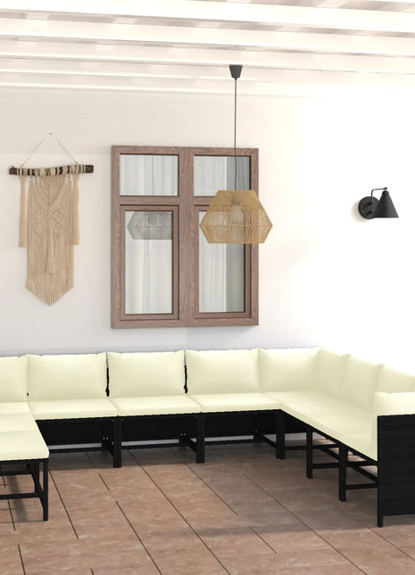 9-Delige Loungeset Met Kussens Poly Rattan