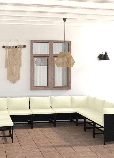 1 Loungeset Met Kussens Poly Rattan