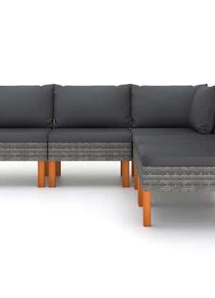 Loungeset Met Kussens Poly Rattan Grijs