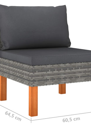 Loungeset Met Kussens Poly Rattan Grijs