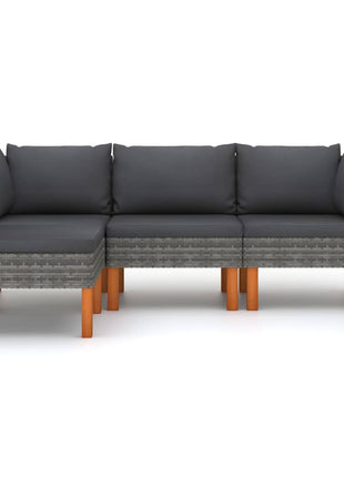 Loungeset Met Kussens Poly Rattan Grijs
