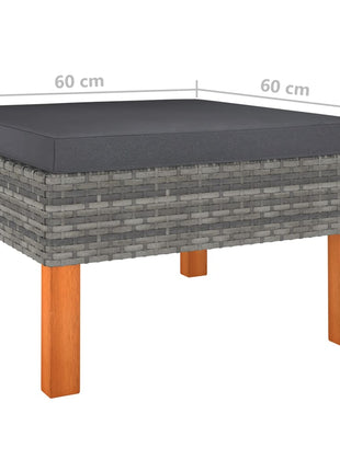 Loungeset Met Kussens Poly Rattan Grijs