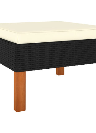 Loungeset Met Kussens Poly Rattan Zwart