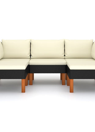 Loungeset Met Kussens Poly Rattan Zwart