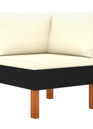 Loungeset Met Kussens Poly Rattan Zwart