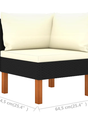 Loungeset Met Kussens Poly Rattan Zwart
