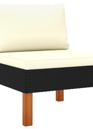 Loungeset Met Kussens Poly Rattan Zwart
