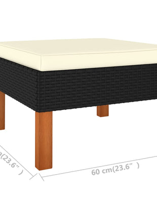 Loungeset Met Kussens Poly Rattan Zwart