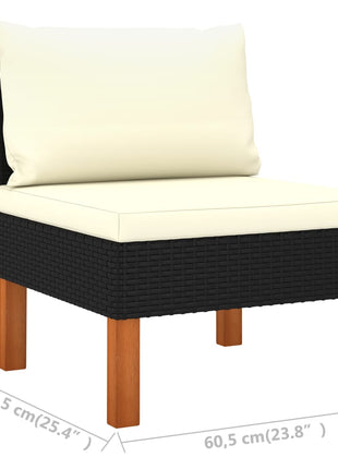 Loungeset Met Kussens Poly Rattan Zwart