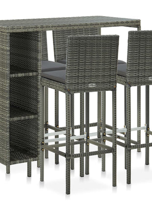 5-Delige Tuinbarset Met Kussens Poly Rattan