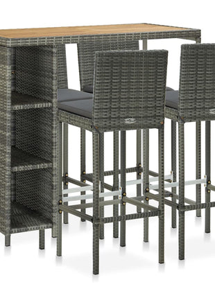 5-Delige Tuinbarset Met Kussens Poly Rattan