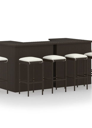 4-Delige Tuinbarset Met Kussens Poly Rattan