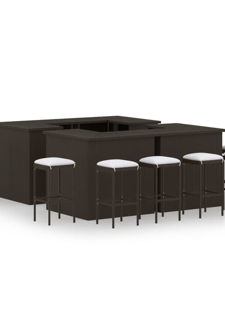 4-Delige Tuinbarset Met Kussens Poly Rattan