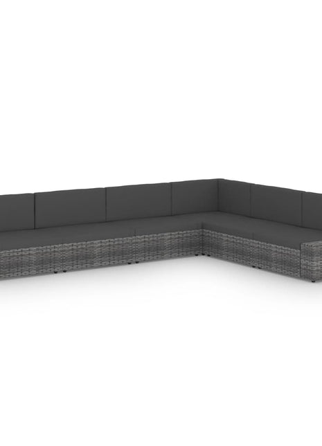 6-Delige Loungeset Met Kussens Poly Rattan Grijs