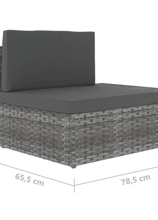 6-Delige Loungeset Met Kussens Poly Rattan Grijs