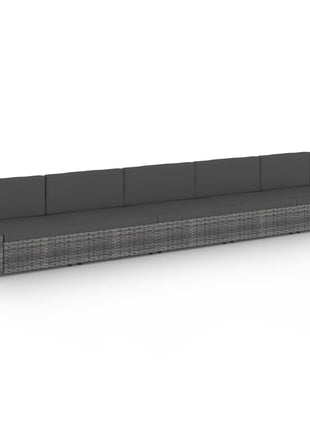 5-Delige Loungeset Met Kussens Poly Rattan Grijs