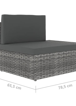 5-Delige Loungeset Met Kussens Poly Rattan Grijs