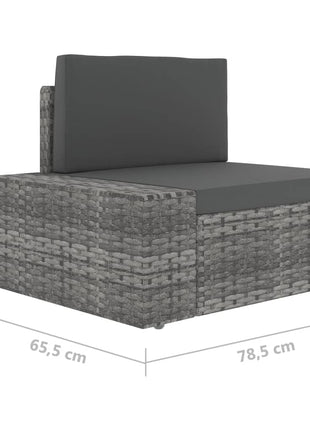 5-Delige Loungeset Met Kussens Poly Rattan Grijs