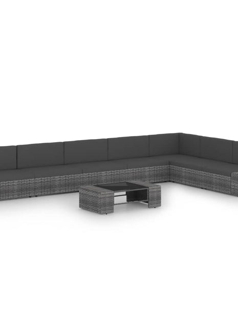 8-Delige Loungeset Met Kussens Poly Rattan Grijs
