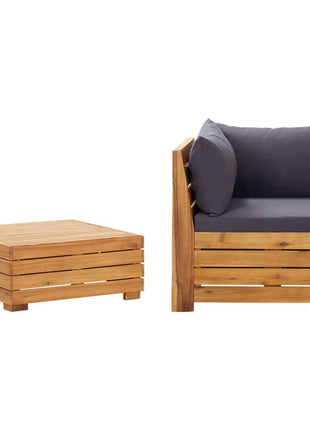 2-Delige Loungeset Met Kussens Massief Acaciahout