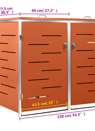Containerberging Dubbel 138X77,5X112,5 Cm Roestvrij Staal Oranje