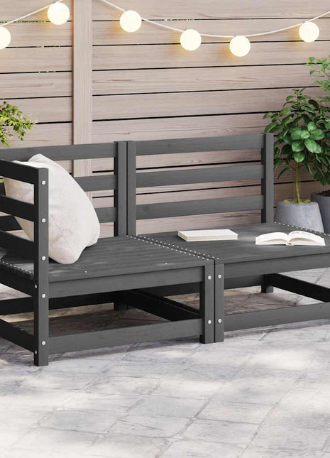 2-Delige Loungeset Massief Grenenhout Grijs