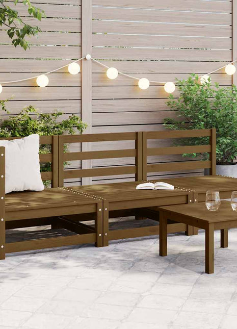 3-Delige Loungeset Massief Grenenhout Honingbruin