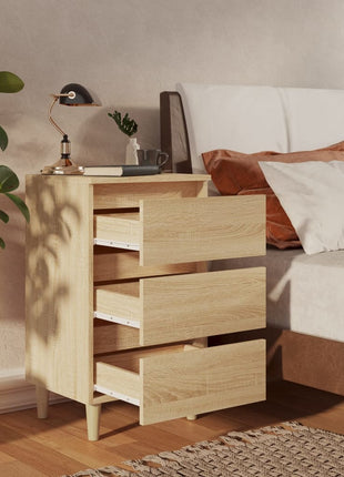 Nachtkastje Met Houten Poten 40X35X69 Cm Kleurig