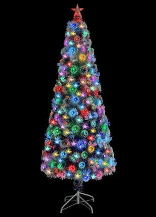 Kunstkerstboom Met Verlichting 240 Cm Glasvezel Wit En Blauw