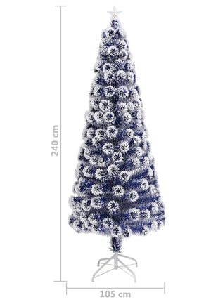 Kunstkerstboom Met Verlichting 240 Cm Glasvezel Wit En Blauw