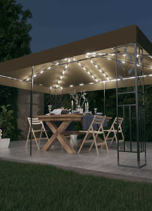 Prieel Met Dubbel Dak En Led-Lichtslinger 3X4 M