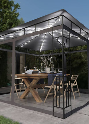 Prieel Met Klamboe En Led-Lichtslinger 3X3X2,73 M