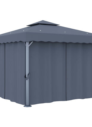 Prieel Met Gordijn En Led-Lichtslinger Kleurig